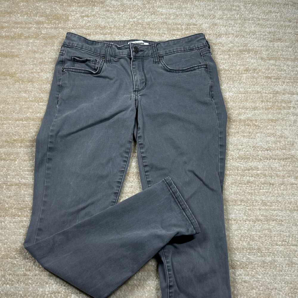 Sonoma Goods For Life Womens Skinny Pants Gray Mid Rise Stretch Size 4S Short